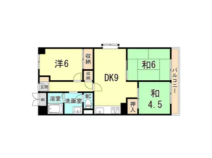 ユニハイツ朝霧(3DK/3階)の間取り写真