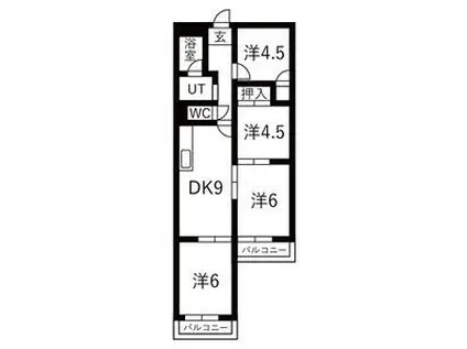 ヒラボウマンション富洲原(4DK/5階)の間取り写真