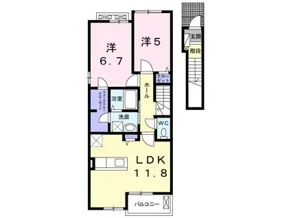 サルビアコート(2LDK/2階)の間取り写真