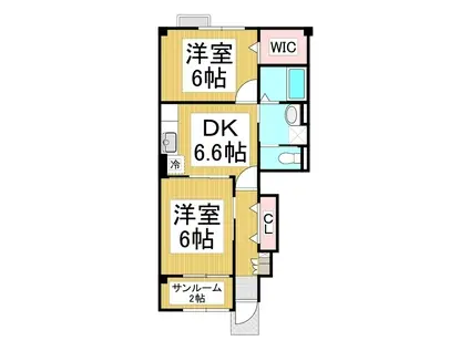 ソレアードII(2DK/1階)の間取り写真