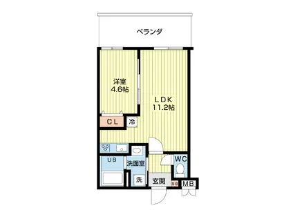 SGB浜町(1LDK/3階)の間取り写真