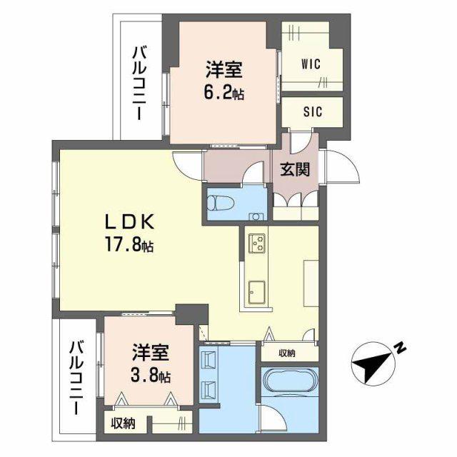 ALLUME(2LDK/4階)の間取り写真