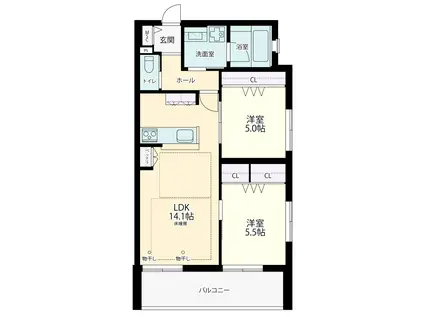 代々木5丁目メゾン(2LDK/2階)の間取り写真