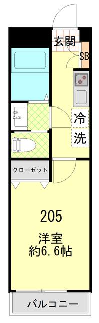 スピカハイツ弘明寺(1K/2階)の間取り写真
