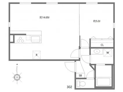 湯島レジデンス(1LDK/3階)の間取り写真