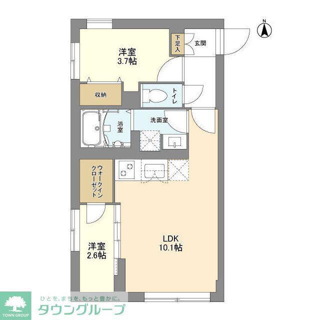 ウェルスクエア中野坂上II(2LDK/1階)の間取り写真