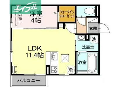 リヴェール(1LDK/1階)の間取り写真