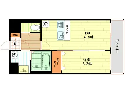 JMFレジデンス都島(1DK/10階)の間取り写真
