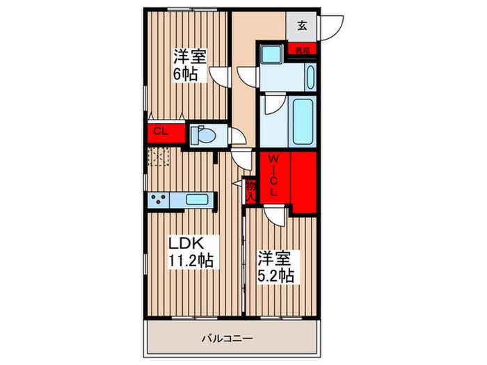 RASTポワール(2LDK/1階)の間取り写真
