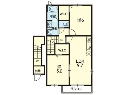 プラシードF(2LDK/2階)の間取り写真