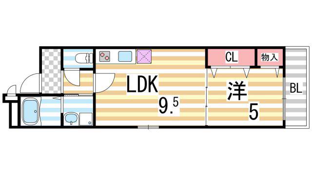 ラフィーネ オカモト(1LDK/1階)の間取り写真