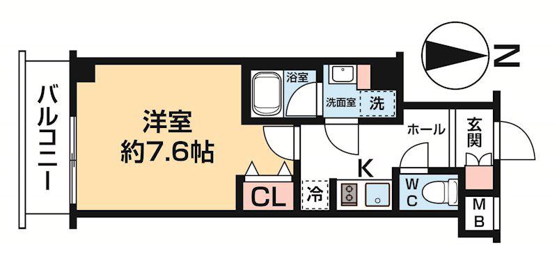 アンベリール大山ウエスト(1K/1階)の間取り写真
