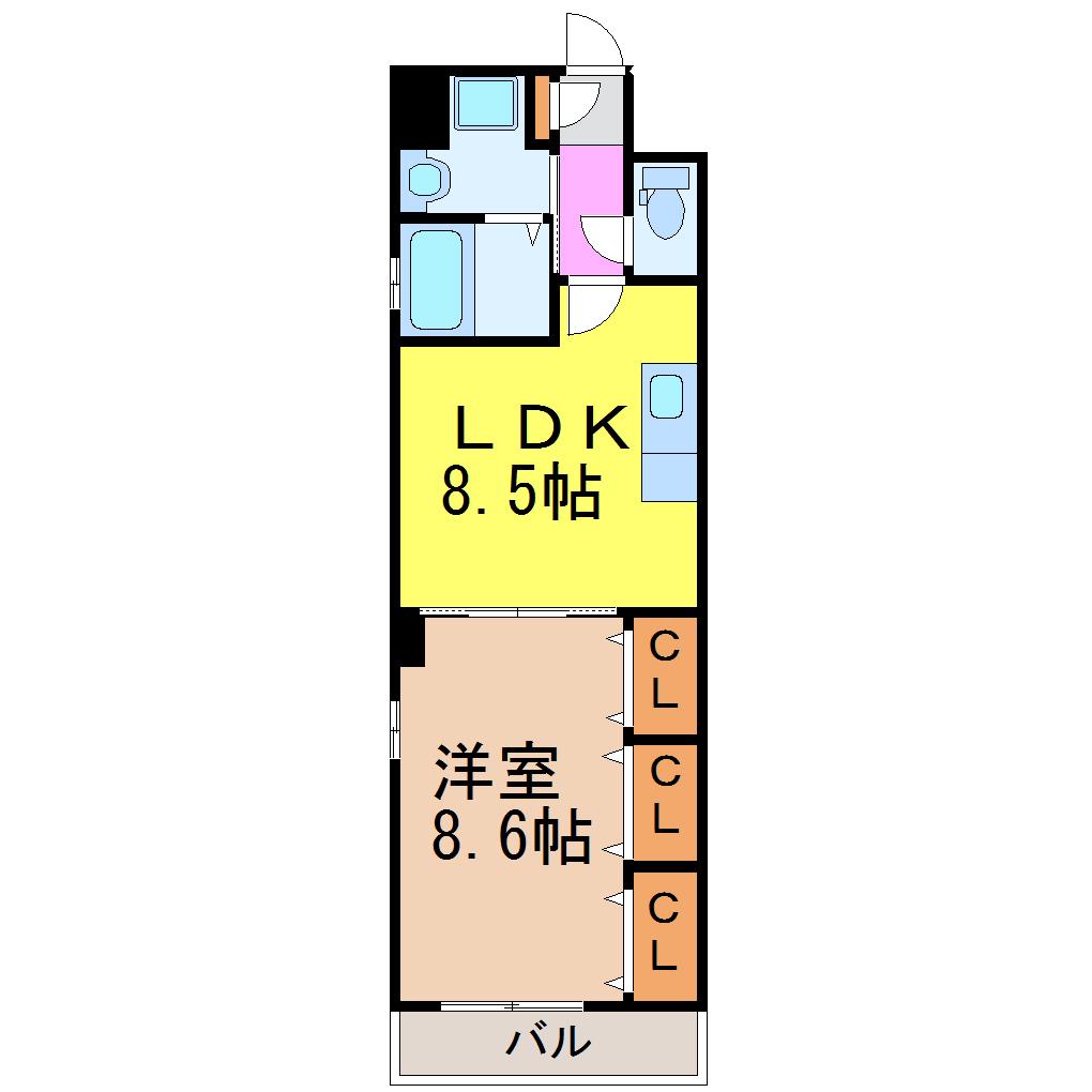 KS桜山(1LDK/2階)の間取り写真