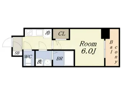 エスリード弁天町クレール(1K/10階)の間取り写真