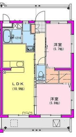 ルミナス下川東(2LDK/2階)の間取り写真