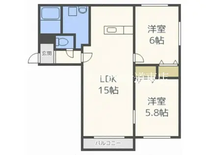 リヴェール(2LDK/2階)の間取り写真
