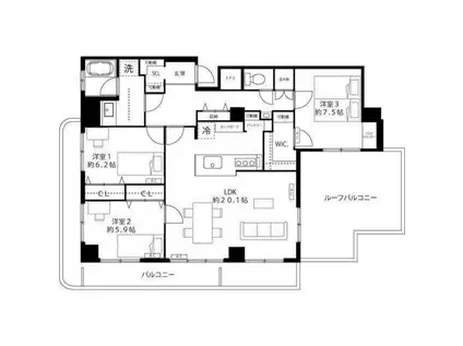 ホワイトパレス(3LDK/6階)の間取り写真