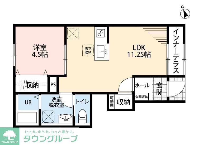リーブルファイン春日部樋堀(1LDK/1階)の間取り写真