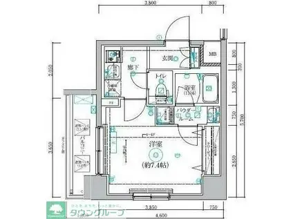 クオリタス菊川(1K/6階)の間取り写真