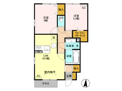 キャッツアイ(2LDK/1階)の間取り写真