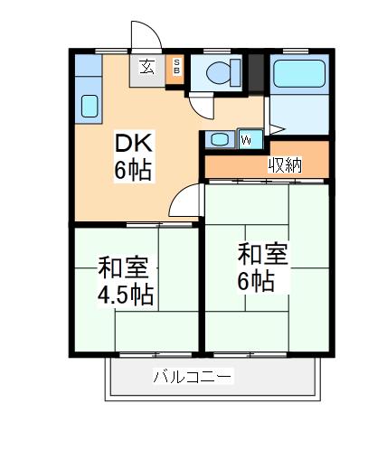 ハイツヒロヤ(2DK/2階)の間取り写真