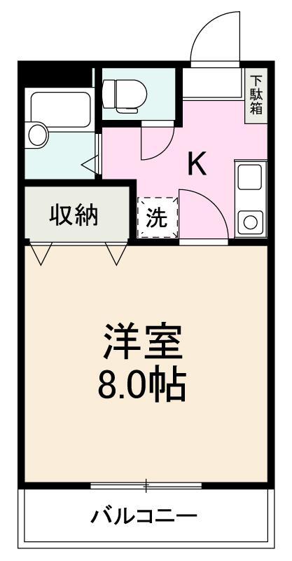 クレイドル松本I(1K/2階)の間取り写真