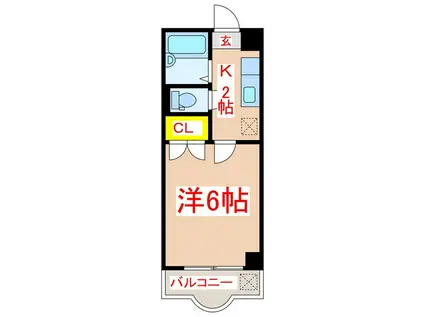 エクシード2(1K/4階)の間取り写真