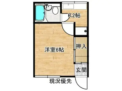 コーポ船越(ワンルーム/2階)の間取り写真