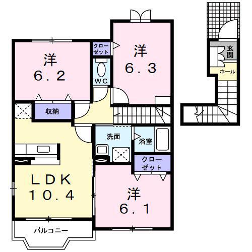 フォルナ-チェB(3LDK/2階)の間取り写真