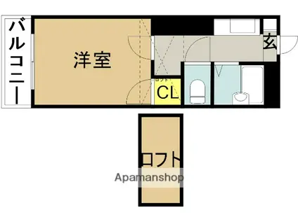 S・Tクローバー(1K/1階)の間取り写真