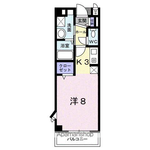 シールド青葉(1K/3階)の間取り写真