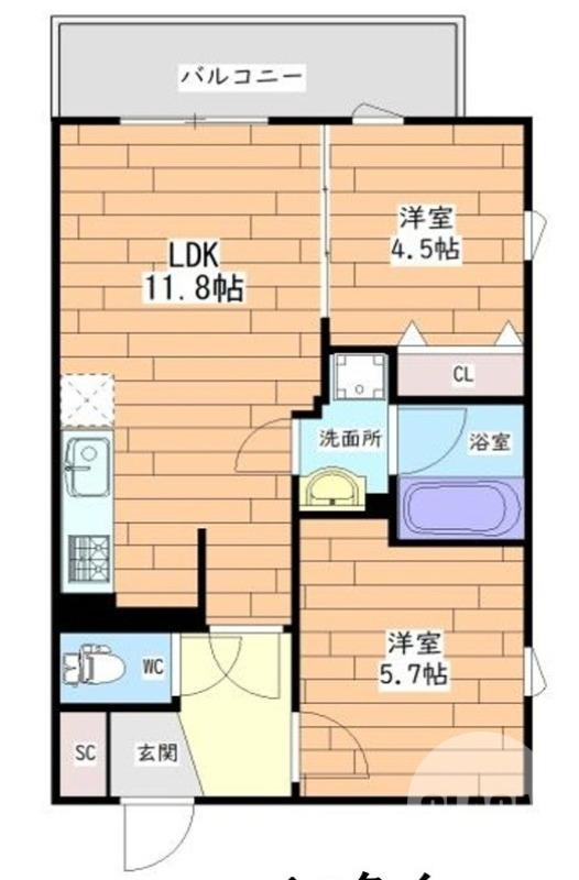 プレステージ14番館(2LDK/4階)の間取り写真