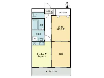 グリーンハイツ池戸・第2(2DK/1階)の間取り写真