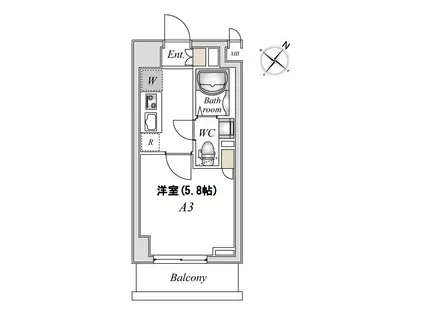 エヌステージ稲城(1K/4階)の間取り写真