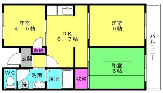 ガーデンプレイス望理郷(3DK/2階)の間取り写真