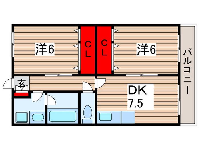 向原マンション(2DK/1階)の間取り写真