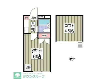 カルミア(1K/1階)の間取り写真