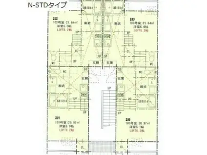 クレール名駅(1K/2階)の間取り写真