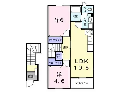 クレストール七反田(2LDK/2階)の間取り写真