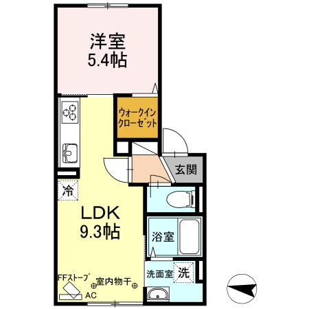 ドリームN27(1LDK/1階)の間取り写真