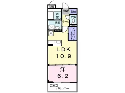 グランド・サン・フローラM(1LDK/3階)の間取り写真