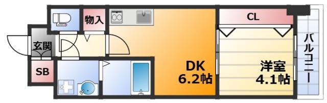 スプランディッド新大阪イースト(1DK/3階)の間取り写真