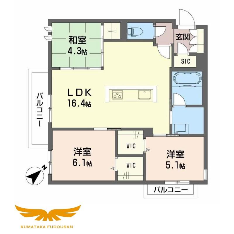 LUCE帯山西(3LDK/3階)の間取り写真