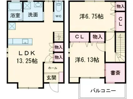 リヴェールF(2LDK/1階)の間取り写真
