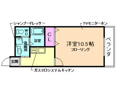 ナルディス池田(1K/3階)の間取り写真