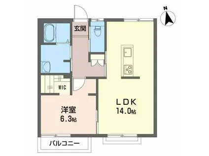 クレセントあさか野(1LDK/1階)の間取り写真