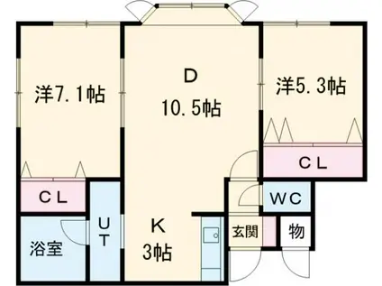 ツリートップス(2LDK/2階)の間取り写真