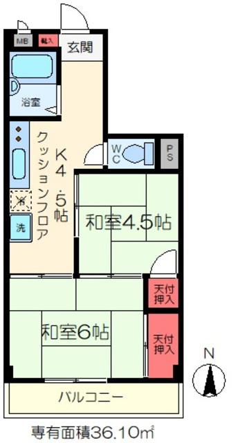 ハマースミス(2K/4階)の間取り写真