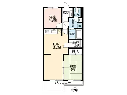 東久パレス赤塚(2LDK/4階)の間取り写真