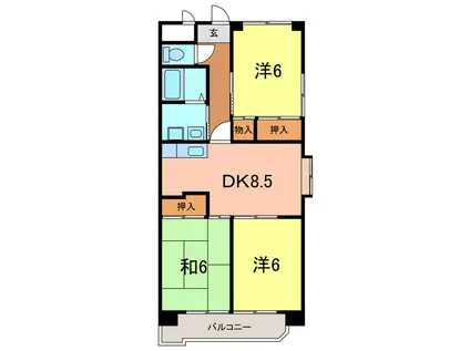 SOLE善明(3DK/5階)の間取り写真